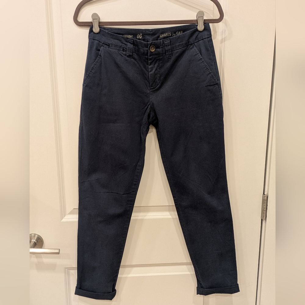 GAP Navy Blue Broken-In Straight Cropped Chino Pants